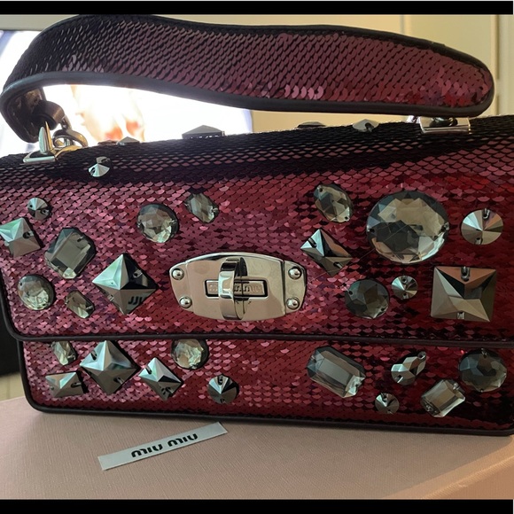 AUTHENTIC MIU MIU Cross body bag SequinRhinestones/gently used - Picture 11 of 12